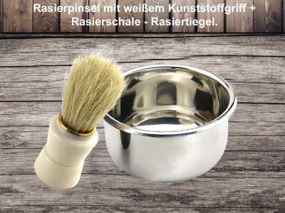 Damast Rasur Set Black Wooden mit 4 seitigem Lederriemen