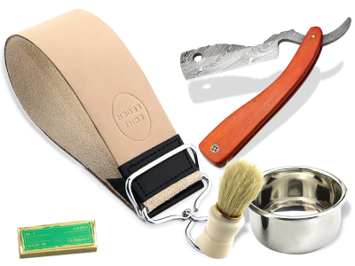 Einsteiger Rasur Set Damast Edel Hartholz