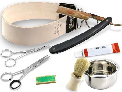 Rasiermesser Set 8-Teilig mit Abziehleder und Sch�rf-Paste Solingen