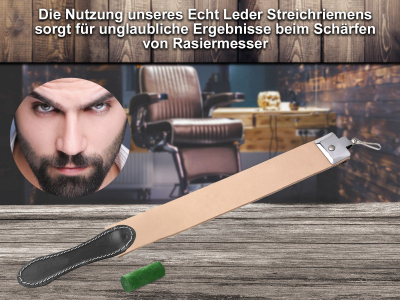 Leder Streichriemen Set mit Schleifpaste aus Solingen als Abziehleder Set