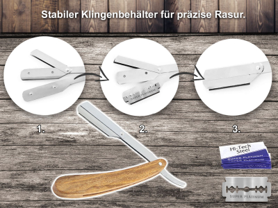 Rasierer Rasiermesser Set Holzgriff Wechselklingenmesser mit 10 Rasierklingen