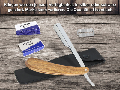 Rasierer Rasiermesser Set Herren Holz mit 50 Rasierklingen und Etui