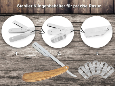 Rasiermesser Set Herren Holzgriff und Wechselklinge mit 30 Rasierklingen Doppelklingen