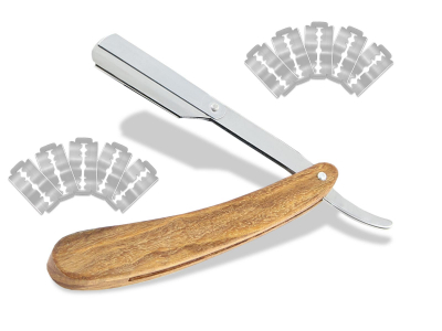 Rasiermesser Set Herren Holzgriff und Wechselklinge mit 50 Rasierklingen