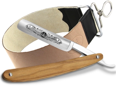 Solinger Premium Rasiermesser-Set f�r Herren Rasiermesser aus Solingen mit Tradionellem Echt Leder Streichriemen f�r Einsteiger sowie Profis
