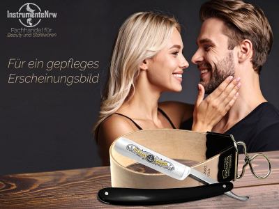 Rasiermesser Set aus Solingen  Germany Rasiermesser  5/8 Zoll Hohlschliff mit Echt-Leder Streichriemen Abziehleder