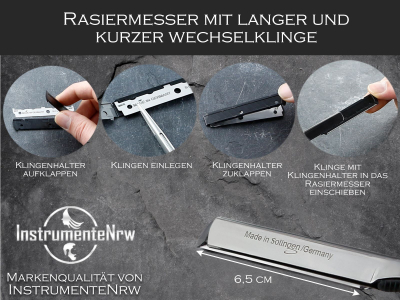 Solinger Rasiermesser Rasierer mit Wechselklingen aus Solingen Oliven-Holz Bartmesser Rasier-Set fr Herren mit Kleiner und Groer Rasierklinge Nassrasierer