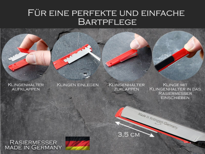 Solinger Rasiermesser Rasierer mit Wechselklingen aus Solingen Oliven-Holz Bartmesser Rasier-Set fr Herren mit Kleiner und Groer Rasierklinge Nassrasierer