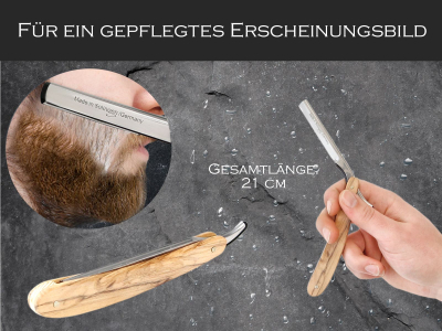 Solinger Rasiermesser Rasierer mit Wechselklingen aus Solingen Oliven-Holz Bartmesser Rasier-Set fr Herren mit Kleiner und Groer Rasierklinge Nassrasierer