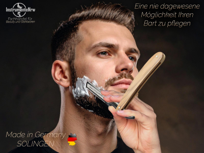 Solinger Rasiermesser Rasierer mit Wechselklingen aus Solingen Oliven-Holz Bartmesser Rasier-Set f�r Herren mit Kleiner und Gro�er Rasierklinge Nassrasierer