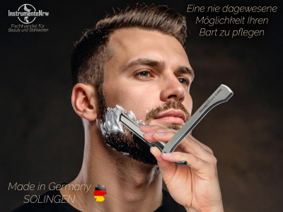 Solinger Rasiermesser Rasier-Set f�r M�nner mit Wechselklingen Bartpflege Messer mit Kleiner/Gro�er Rasierklinge Bartmesser Barbier Nassrasierer f�r die perfekte Nassrasur Silber