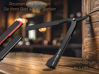 Solinger Rasiermesser Rasier-Set f�r M�nner mit Wechselklingen Bartpflege Messer mit Kleiner/Gro�er Rasierklinge Bartmesser Barbier Nassrasierer f�r die perfekte Nassrasur Schwarz