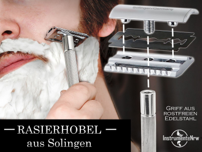 Rasierer Herren aus Solingen Nassrasierer Rasierhobel Made in Germany mit geschlossenem Kamm Sicherheitsrasierer mit 10 Rasierklingen fr eine perfekte Bartpflege Edelstahl Griff