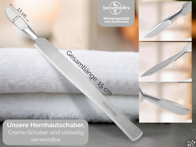 Profi Hornhautschaber Stumpfes Skalpell Creme-Schaber aus rostfreiem Edelstahl Hornhautentferner Pedik�re Schaber zur sanften Entfernung der Hornhaut f�r die Fu�pflege 14,5 cm