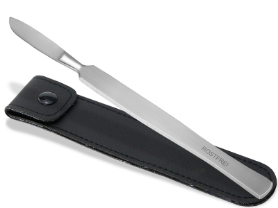 Stumpfes Skalpell Hornhautentferner Hornhautschaber Creme Schaber aus Rostfreiem Edelstahl Fupflege Instrument Pedikre Spachtel fr eine Schonende Hornhautentfernung mit Etui 15,5 cm