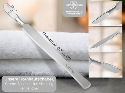 Stumpfes Skalpell Hornhautentferner Hornhautschaber Creme Schaber aus Rostfreiem Edelstahl Fu�pflege Instrument Pedik�re Spachtel f�r eine Schonende Hornhautentfernung mit Etui 14,5 cm