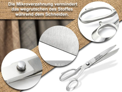 Stoffschere Schneiderschere Textil-Schere Edelstahl Rostfrei 16 cm Arbeitsschere mit Mirkoverzahnung optimal geeignet fr Stoffe, Nhen und Kleidung 6 Zoll