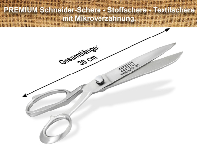 Arbeitsschere Schneiderschere Textilschere Edelstahl Rostfrei 30 cm Stoff-Schere mit Mirkoverzahnung optimal geeignet fr Stoffe, Nhen und Kleidung 12 Zoll