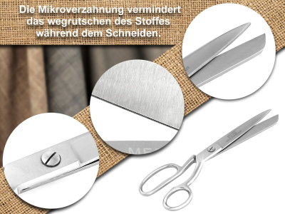 Textilschere Schneiderschere Stoffschere mit Mikroverzahnung 10 Zoll 24,5 cm