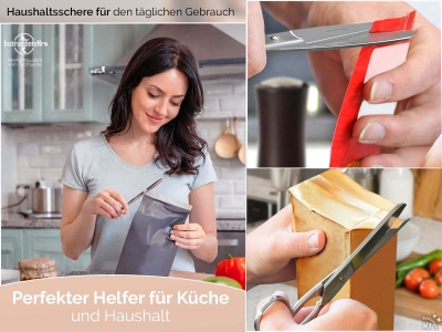 K�chenschere Haushaltsschere 18 cm Ergonomische Allzweck-Schere Kochschere Rostfreie Edelstahlschere Mehrzweck-Schere f�r Arbeiten Rund um den Haushalt