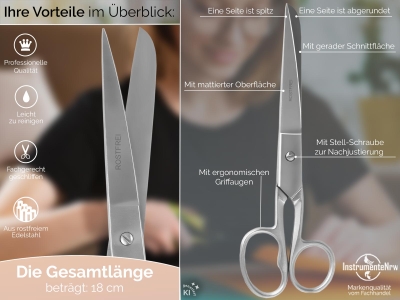 K�chenschere Haushaltsschere 18 cm Ergonomische Allzweck-Schere Kochschere Rostfreie Edelstahlschere Mehrzweck-Schere f�r Arbeiten Rund um den Haushalt