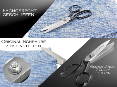 Stoffschere aus Solingen Schneiderschere mit Scharfem und Przisem Schnitt  Made in Germany  Textilschere aus Hochwertigem Rostfreiem Edelstahl fr Stoffe, Jeans, Textilien und Leder 7 Zoll