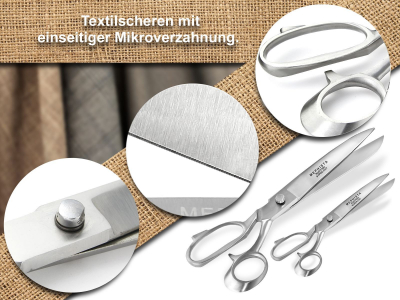 Stoffschere Set Schneiderschere Textilschere Mikroverzahnung 7 + 11 Zoll