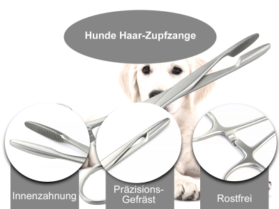 Tierhaar-Zupfzange Haar Entferner Haar-Zupfzange fr Ohrhaare Hunde Katzen und weitere Haustiere mit Speere Rostfrei mit Innenzahnung 15 cm