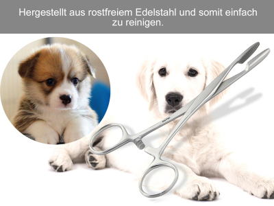 Tierhaar-Zupfzange Haar Entferner Haar-Zupfzange fr Ohrhaare Hunde Katzen und weitere Haustiere mit Speere Rostfrei mit Innenzahnung 15 cm