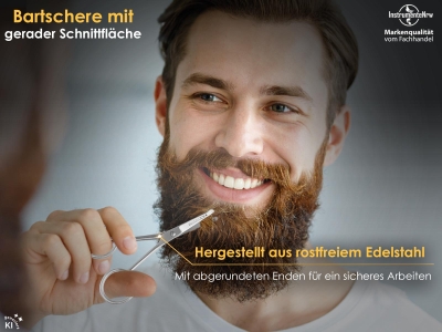 Bartschere mit einseitiger Mikroverzahnung
