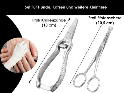 Pfotenpflege Set mit Krallenzange + Pfotenschere 10 cm Edelstahl 2-Teilig