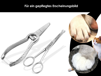 Pfotenpflege Set mit Krallenzange + Pfotenschere 10 cm Edelstahl 2-Teilig