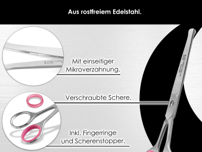 Fellschere 6,5 Zoll Hunde-Haarschere Gerade Schere mit Mikroverzahnung CARBON CUT