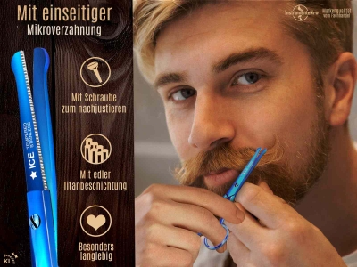 Bartschere Nasenhaarschere mit Mikroverzahnung und Sicherheitsenden