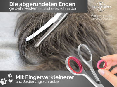 2-Teiliges Set Hundeschere Fellschere Haarschere Set Gerade + Gebogen mit Mikroverzahnung und Abgerunden Enden - Edelstahl Rostfrei