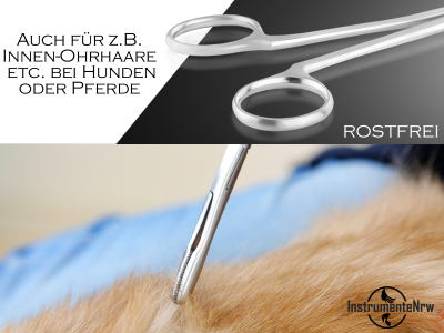 Haarzupfzange Zupfzange fr Hundeohren Haarzange Hunde Tierhaar-Entferner Edelstahl Rostfrei mit Innenzahnung ohne Sperre in Profi-Qualitt 14 cm