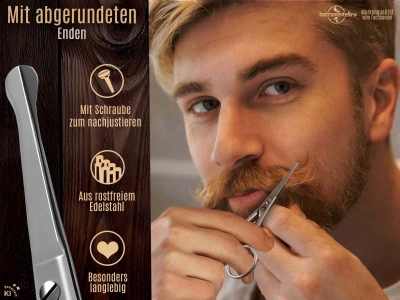 Bartschere Nasenhaarschere Haarschere aus Edelstahl Schere Ohrhaarschere Schnurrbartschere mit abgerundeten Enden