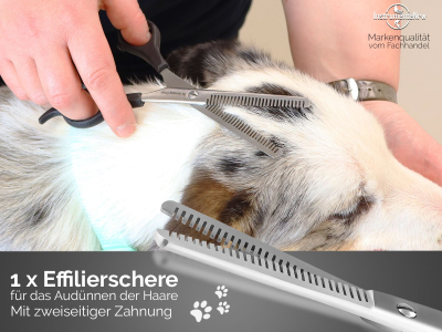 Premium Fellscheren Set mit Etui Ergonomisch Hundehaarschere Effilierschere zur Fellpflege fr Hunde Katzen Rostfreier Edelstahl Haarschere mit Mirkoverzahnung fr einfaches Schneiden