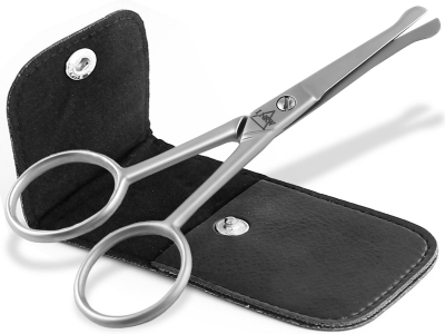 Premium Bartschere fr Mnner Haarschere Nasenhaar Schere mit abgerundeten Enden und Scharfem Schnitt fr eine przise Bartpflege  Profi Haarschneideschere aus Rostfreiem Edelstahl 10,5 cm mit Etui