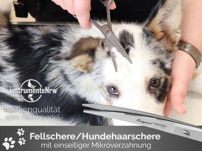 Fellschere aus Solingen Hundehaarschere 7 Zoll Made in Germany Haarschere gebogen mit einseitiger Mikroverzahnung - Rostfreier Edelstahl - Hundeschere fr die Fellpflege bei Hunden, Katzen, Haustieren