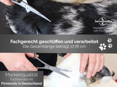 Fellschere aus Solingen Hundehaarschere 7 Zoll Made in Germany Haarschere gebogen mit einseitiger Mikroverzahnung - Rostfreier Edelstahl - Hundeschere fr die Fellpflege bei Hunden, Katzen, Haustieren