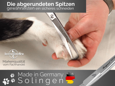 Fellschere aus Solingen Hundehaarschere 7 Zoll Made in Germany Haarschere gebogen mit einseitiger Mikroverzahnung - Rostfreier Edelstahl - Hundeschere fr die Fellpflege bei Hunden, Katzen, Haustieren