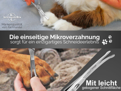 Solingen Fellschere Hunde Haarschere Pfotenschere 11,7 cm mit einseitiger Mikroverzahnung. Hundeschere mit gebogener Schnittflche fr die Fellpflege