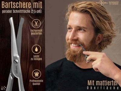 Solingen Bartschere Haarschere Schere mit einseitiger Mikroverzahnung zum K�rzen von Barthaaren, Ohrhaaren und Nasenhaaren