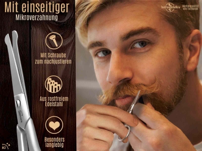 Solingen Bartschere Haarschere Schere mit einseitiger Mikroverzahnung zum K�rzen von Barthaaren, Ohrhaaren und Nasenhaaren
