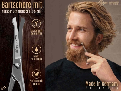 Bartschere aus Solingen Made in Germany Schnurrbartschere 10,5 cm mit einseitiger Mikroverzahnung und abgerundeten Enden f�r die Pflege von Barthaaren und Nasenhaaren