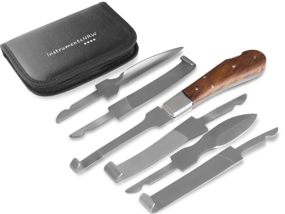 Hufmesser Set f�r Pferde mit 6 Wechselklingen und Etui