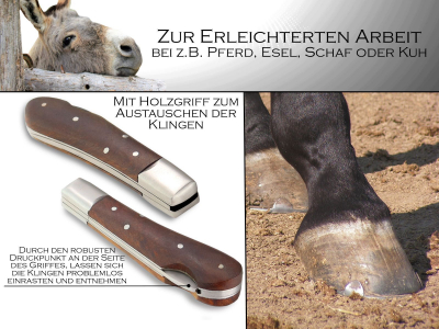 Hufmesser Set f�r Pferde mit 6 Wechselklingen und Etui