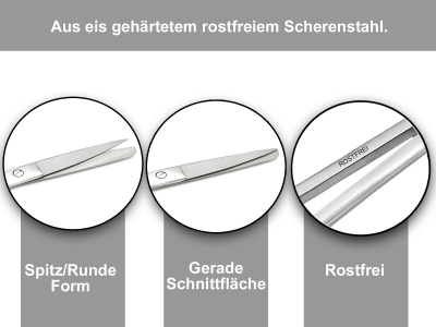 Bastelschere Papierschere Universalschere aus rostfreiem Edelstahl 10,5 cm Spitz und Abgerundet mit Stumpfen Enden