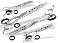 4-Teiliges Grooming Tier Fellscheren Hunde Haarscheren Pfotenscheren Set mit Lochdesign Scheren f�r Fell und Tierhaare